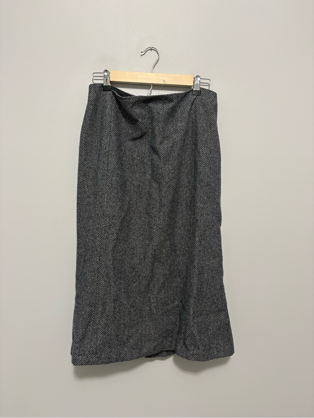 Lauren Ralph Lauren Wool Blend Woven Navy Academia Librarian Ruffle Hem Skirt